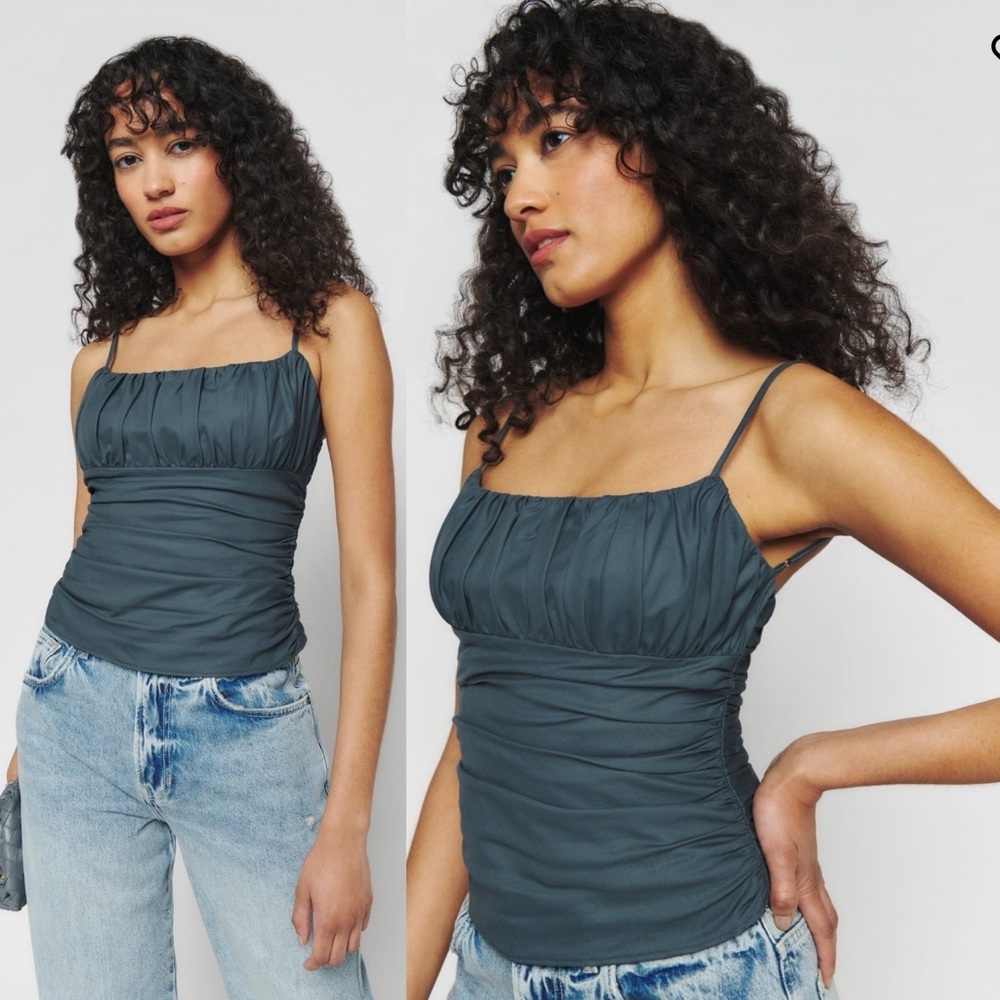 NWT Reformation Tiana Top in Slate Blue Gray Size 6 Spaghetti Strap Cami